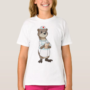 T-shirt Otter comme infirmière avec coeur