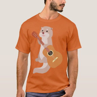 T-shirt Otter Guitariste Cadeau Animal Guitare Musique Ott