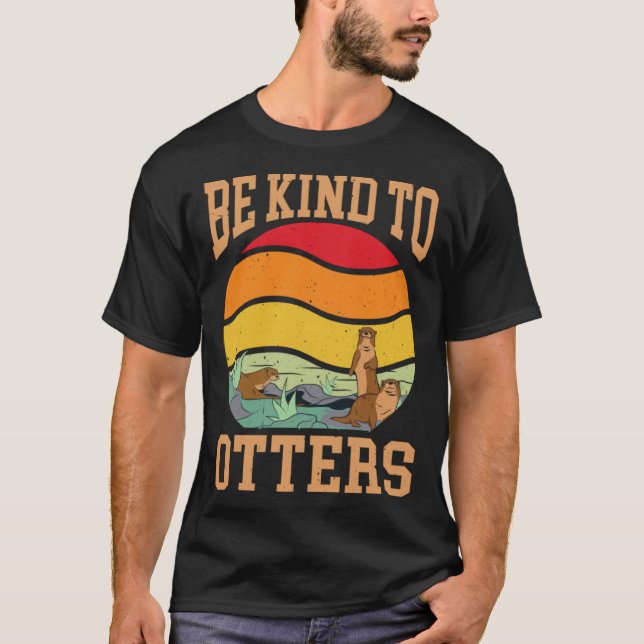 T-shirt Otter Retro Animal Sea Playing Futurism Fan  Kind (Devant)