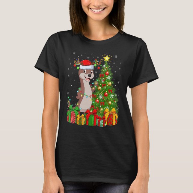 T-shirt Otter   Xmas Holiday Santa Otter Christmas Tree (Devant)