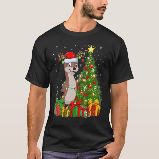 T-shirt Otter   Xmas Holiday Santa Otter Christmas Tree (Devant)