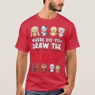 T-shirt Où Dessinez-Vous La Ligne Végétarien Fu