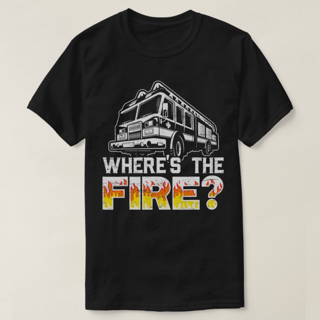 T-shirt Où est le pompier pompier de Camion Pompier R (Design devant)