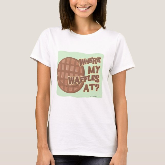 T-shirt Où Les gaufres À La Moto Drôle Caricature Alimenta (Devant)
