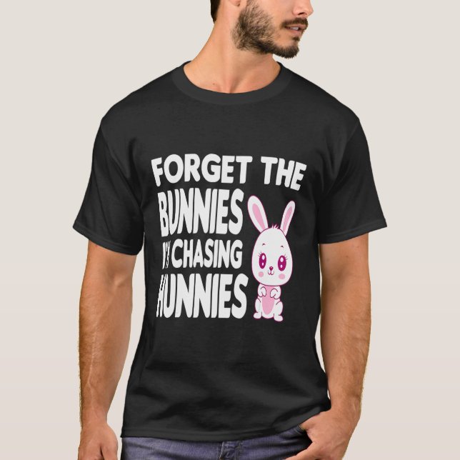 T-shirt Oubliez les lapins que je chasse les lapins Amusan (Devant)