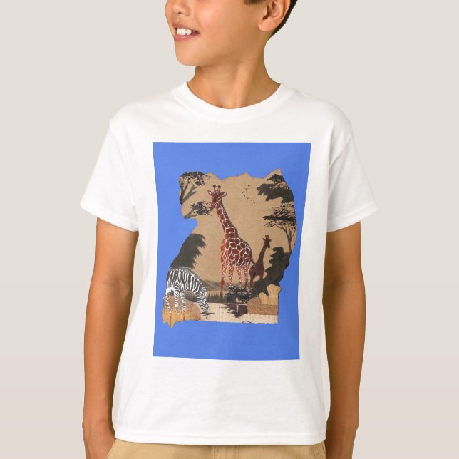 T-shirt Ouganda - Carte de la faune - Imprimer (Devant)