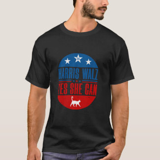 T-shirt Oui Elle Peut Harris Walz 2024 Enfant Chat Lady Vi