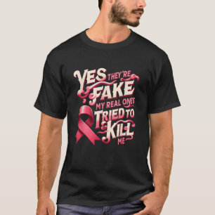 T-shirt Oui, ils sont faux Mes vrais fils rose Ribbon Brea