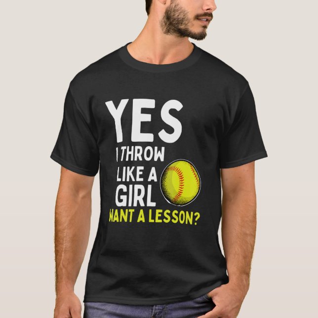T-shirt Oui Je Jette Comme Une Fille Veut Une Leçon 1 (Devant)