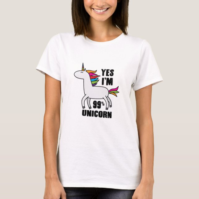 T-shirt Oui, je suis 99% Unicorne (Devant)