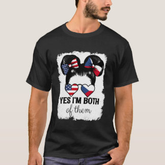 T-shirt Oui Je Suis Les Deux USA et République Tchèque Mix