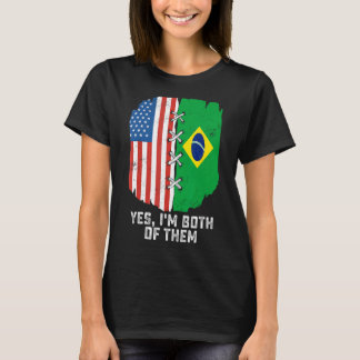 T-shirt Oui, je suis tous les deux moitié Américain moitié