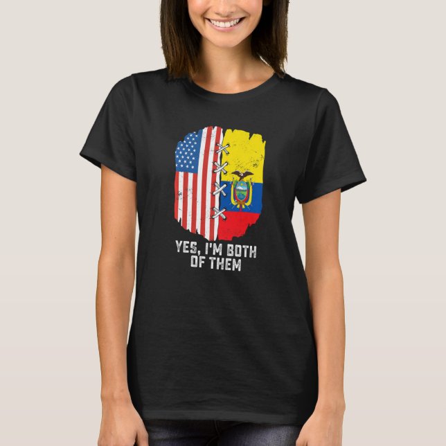 T-shirt Oui, je suis tous les deux moitié Américain moitié (Devant)