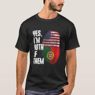 T-shirt Oui, je suis tous les deux Portugal American Flag