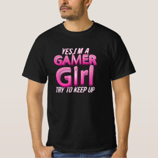 T-shirt Oui, je suis une gamère essaie de rester debout