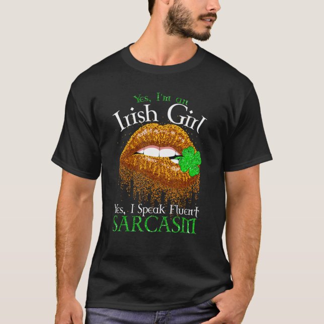 T-shirt Oui Je Suis Une Irlandaise Fille Oui Je Parle Sarc (Devant)