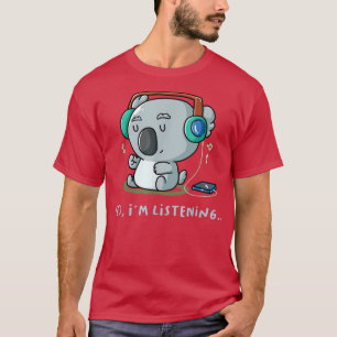 T-shirt Oui J'écoute Introvert Music Fan Nerd Koala B