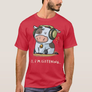 T-shirt Oui J'écoute Musique Ventilateur Vache Fermier Int