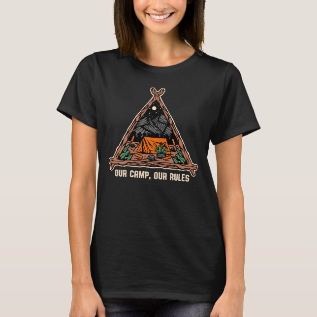 T-shirt Our Camp Our Rules Summer Wildlife Tropical Outdoo (Devant)
