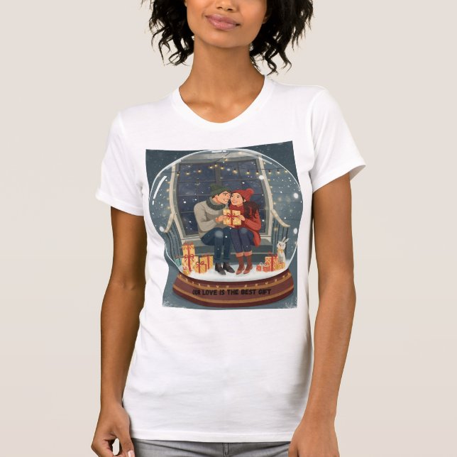T-shirt “Our Love Is the Best Gift – Cozy Winter Lovers Hy (Devant)