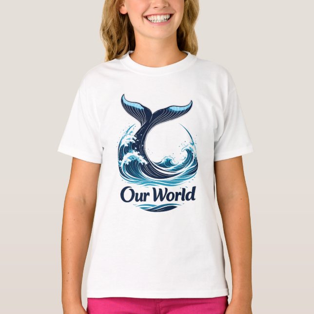 T-shirt Our World Whale Tail Ocean Conservation (Devant)