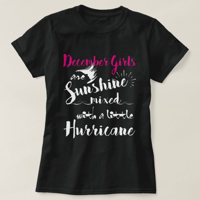 T-shirt Ouragan mélangé de soleil de filles de décembre (Design devant)