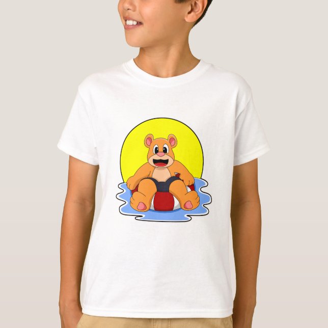 T-shirt Ours à la natation avec anneau de natation (Devant)