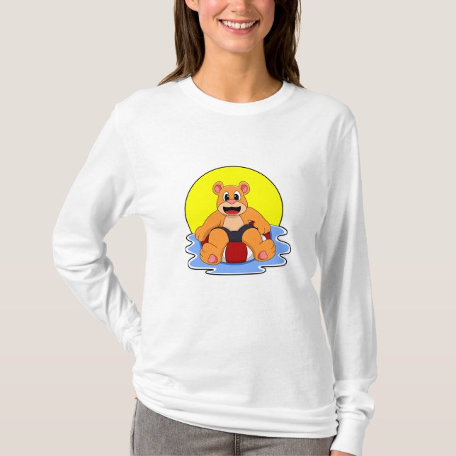 T-shirt Ours à la natation avec anneau de natation (Devant)