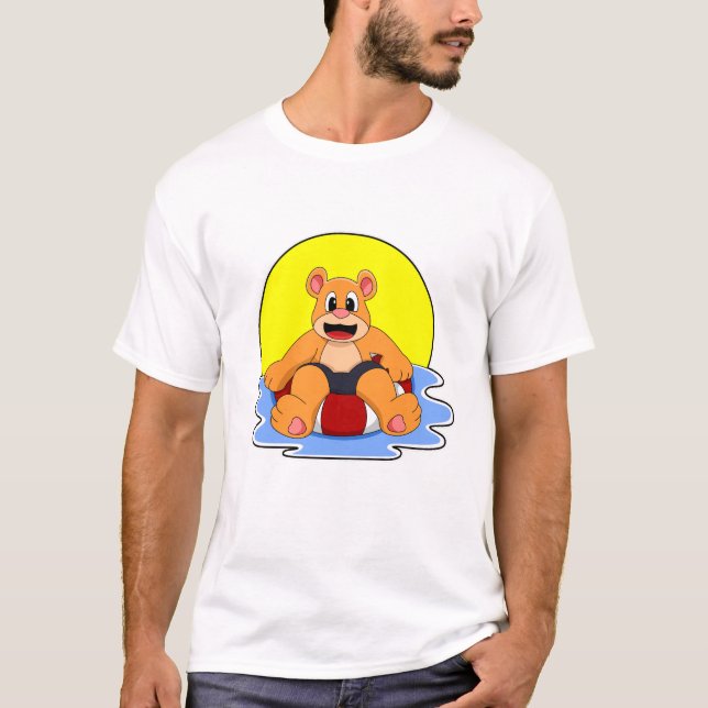 T-shirt Ours à la natation avec anneau de natation (Devant)