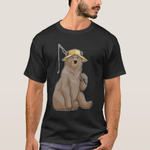 T-shirt Ours à la pêche avec une baguette de pêche