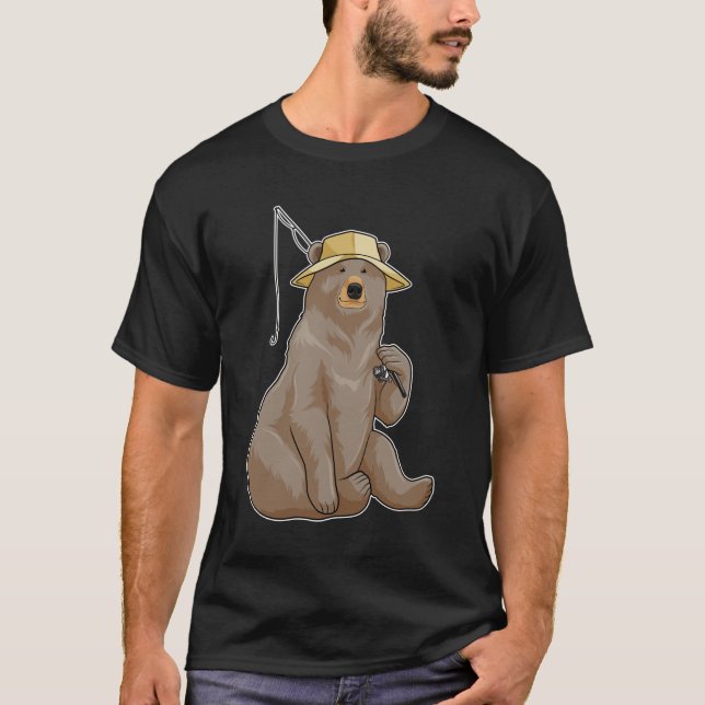 T-shirt Ours à la pêche avec une baguette de pêche (Devant)