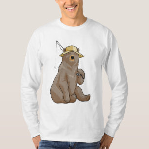 T-shirt Ours à la pêche avec une baguette de pêche