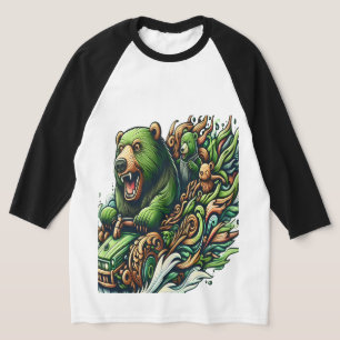 T-shirt Ours Animés à bord d'une voiture verte