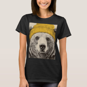 T-shirt Ours au bonnet jaune Animaux de la forêt rustique