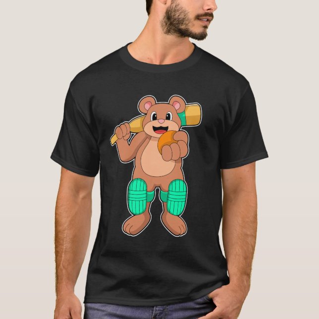 T-shirt Ours au cricket avec chauve-souris de cricket (Devant)
