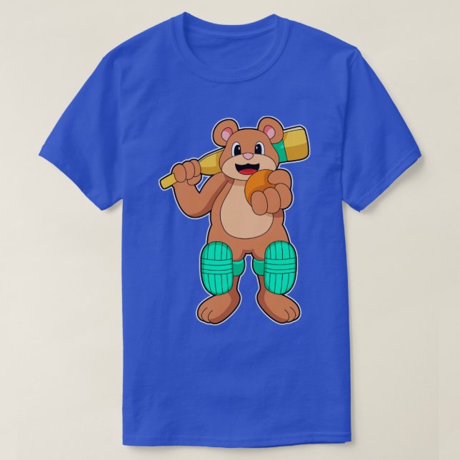 T-shirt Ours au cricket avec chauve-souris de cricket1 (Design devant)