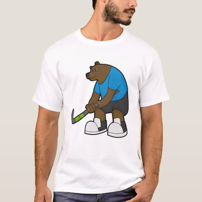 T-shirt Ours au hockey avec bâton de hockey (Devant)