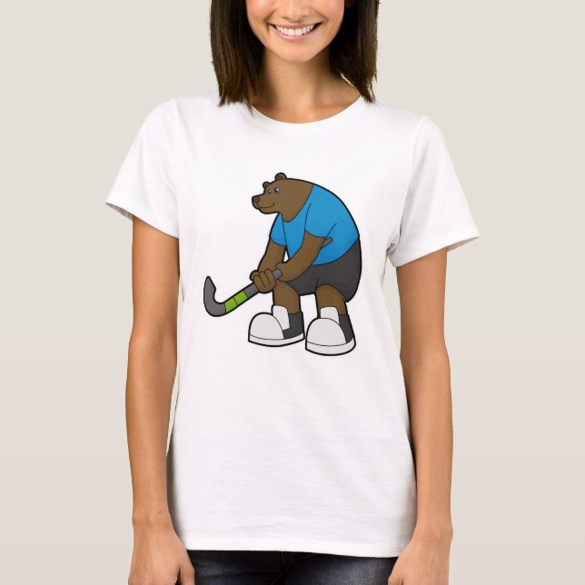 T-shirt Ours au hockey avec bâton de hockey (Devant)