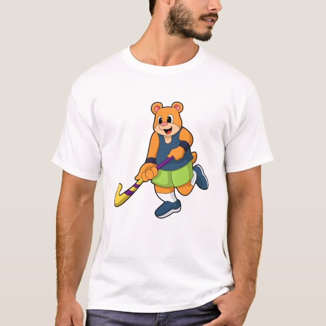 T-shirt Ours au hockey avec chauve-souris de hockey (Devant)