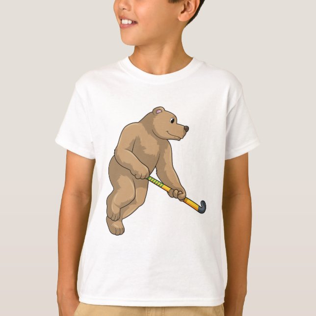 T-shirt Ours au hockey avec chauve-souris de hockey (Devant)