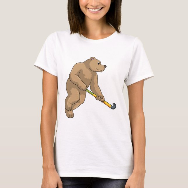 T-shirt Ours au hockey avec chauve-souris de hockey (Devant)