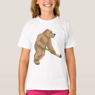 T-shirt Ours au hockey avec chauve-souris de hockey