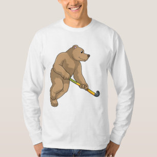 T-shirt Ours au hockey avec chauve-souris de hockey