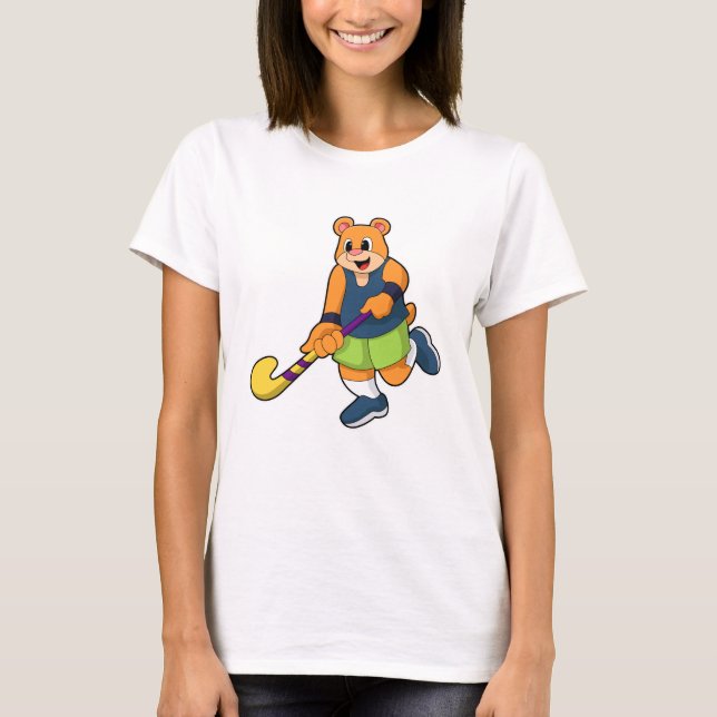 T-shirt Ours au hockey avec chauve-souris de hockey (Devant)