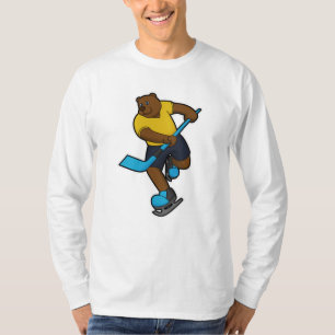 T-shirt Ours au hockey sur glace avec bâton de hockey sur