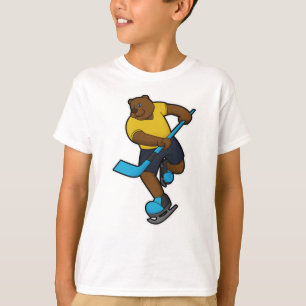 T-shirt Ours au hockey sur glace avec bâton de hockey sur 