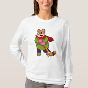 T-shirt Ours au hockey sur glace avec bâton de hockey sur 