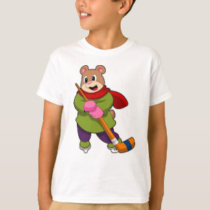 T-shirt Ours au hockey sur glace avec bâton de hockey sur