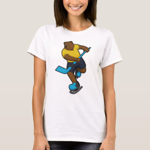 T-shirt Ours au hockey sur glace avec bâton de hockey sur