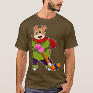 T-shirt Ours au hockey sur glace avec bâton de hockey sur